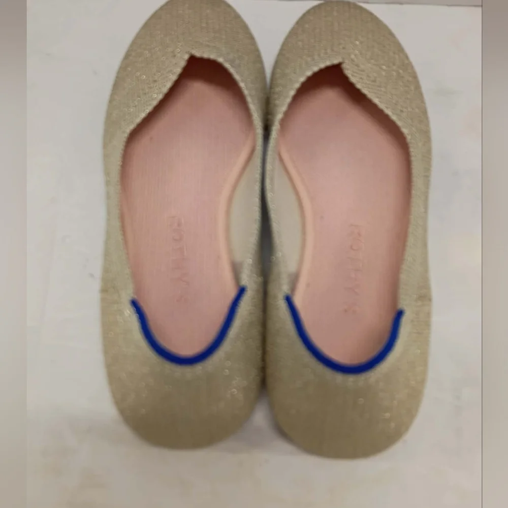 Rothy’s round toe flat- sparkly gold SZ‎ 6 M
